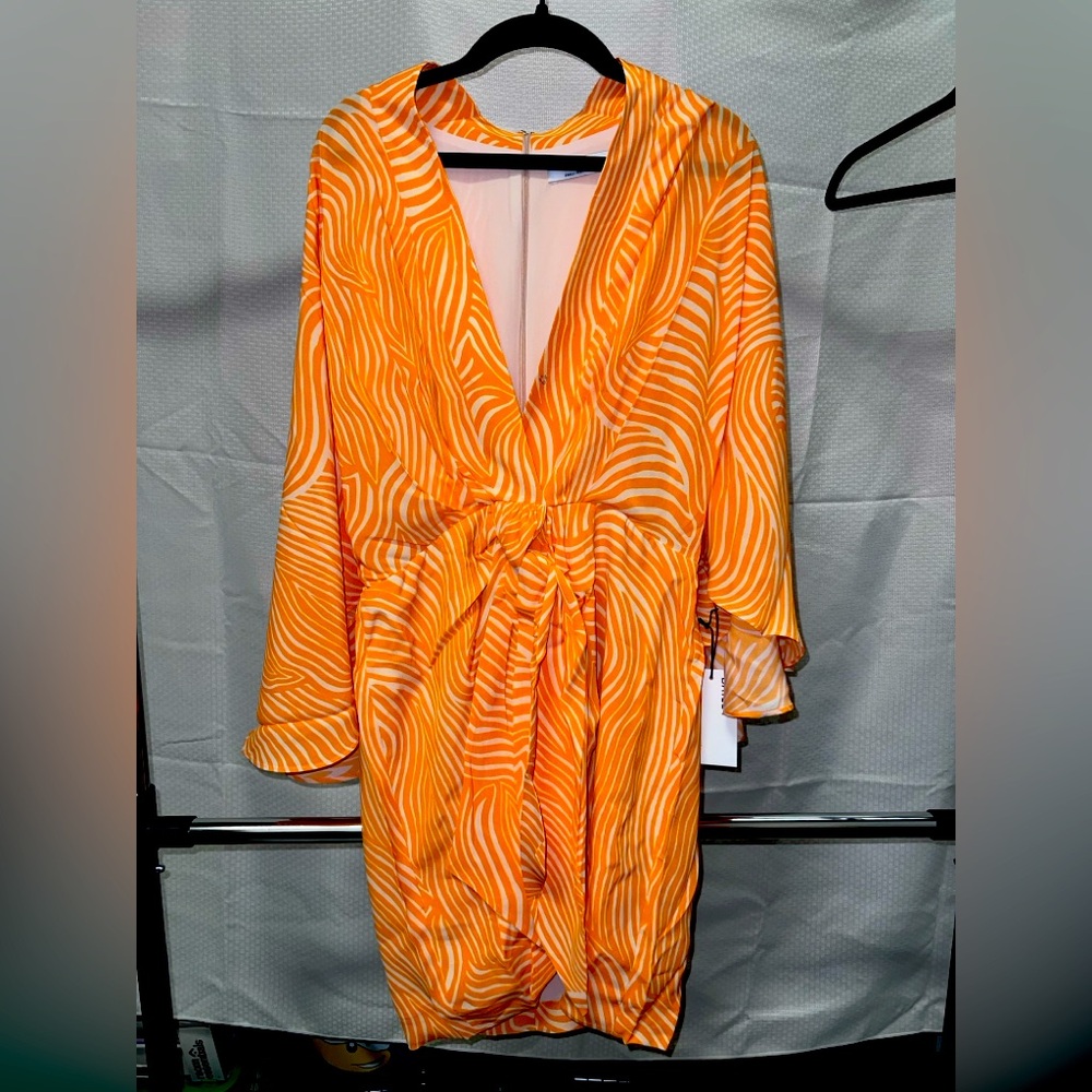 Bailey 44 Orange Zebra Print Long Sleeve Cherry Dress